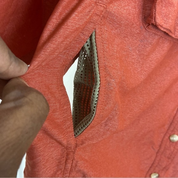 ExOfficio Womens Outdoors Vented Top Button Front Collared Orange Sz S Sporty - Picture 7 of 10